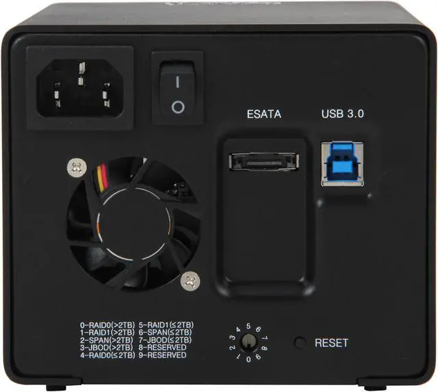 Alt view image 4 of 6 - SANS DIGITAL MobileRAID MR2UT+B 0/1/JBOD and Spanning 2 x Hot-swappable 3.5" Drive Bays USB 3.0, eSATA 2-Bay SATA Compact Tower Enclosure (Black)