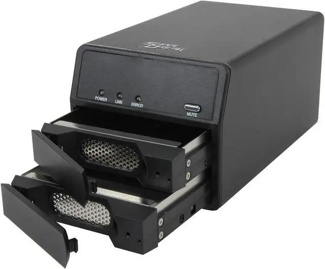 Alt view image 5 of 6 - SANS DIGITAL MobileRAID MR2UT+B 0/1/JBOD and Spanning 2 x Hot-swappable 3.5" Drive Bays USB 3.0, eSATA 2-Bay SATA Compact Tower Enclosure (Black)