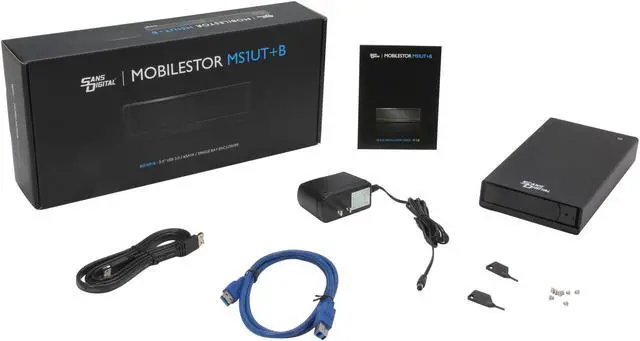 Alt view image 6 of 6 - SANS DIGITAL MobileSTOR MS1UT+B 1 x Hot-Swappable 3.5" Drive Bays USB 3.0 & eSATA 3.5" SATA Hard Drive USB3.0/eSATA Enclosure w/ Removable Tray