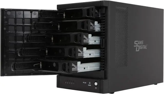 Alt view image 6 of 9 - SANS DIGITAL TowerRAID TR5M6G 5-Bay eSATA 6G Port Multiplier RAID Tower w/ 6G PCIe x4 Card