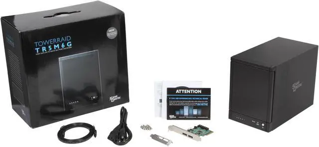 Alt view image 9 of 9 - SANS DIGITAL TowerRAID TR5M6G 5-Bay eSATA 6G Port Multiplier RAID Tower w/ 6G PCIe x4 Card