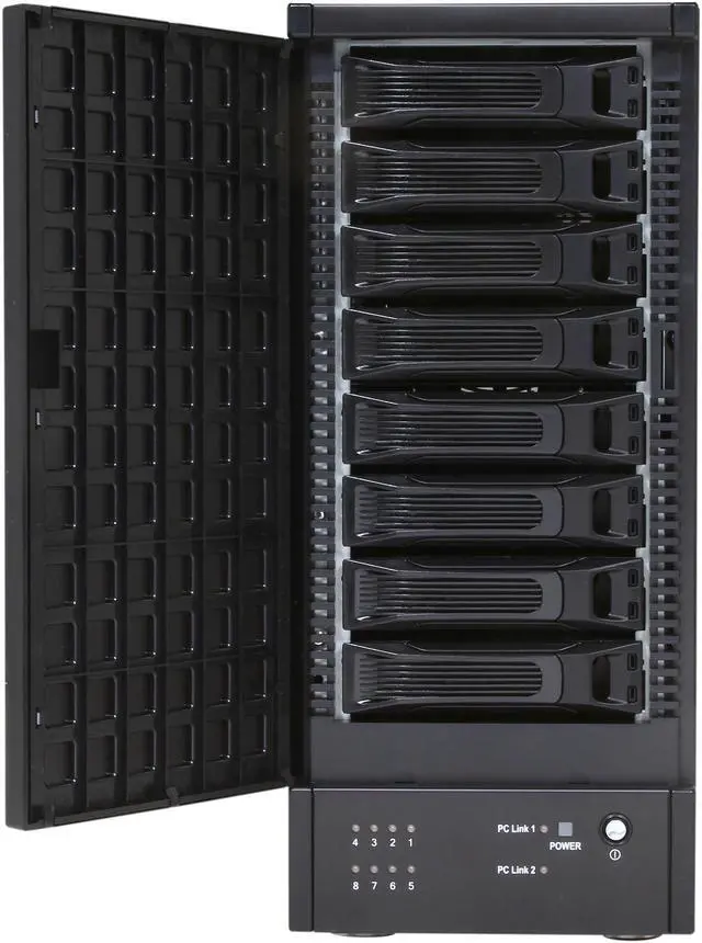 Alt view image 3 of 9 - SANS DIGITAL TowerRAID TR8M6G 8-Bay eSATA 6G Port Multiplier RAID Tower w/ 6G PCIe x4 Card