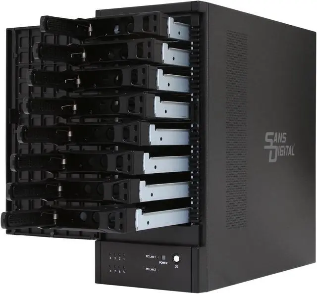 Alt view image 7 of 9 - SANS DIGITAL TowerRAID TR8M6G 8-Bay eSATA 6G Port Multiplier RAID Tower w/ 6G PCIe x4 Card