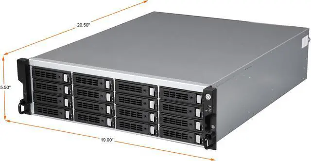 Alt view image 2 of 7 - SANS DIGITAL AccuRAID AR316I6V 0, 1, 0+1, 3, 5, 6, 30, 50, 60, JBOD 16 Hot-Swappable 3.5" 3.5" Drive Bays Gigabit Ethernet 1Gb x 6 3U 16 Bay 6xGbE iSCSI to SAS/SATA RAID Rackmount System