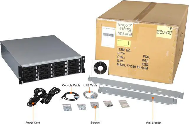 Alt view image 7 of 7 - SANS DIGITAL AccuRAID AR316I6V 0, 1, 0+1, 3, 5, 6, 30, 50, 60, JBOD 16 Hot-Swappable 3.5" 3.5" Drive Bays Gigabit Ethernet 1Gb x 6 3U 16 Bay 6xGbE iSCSI to SAS/SATA RAID Rackmount System