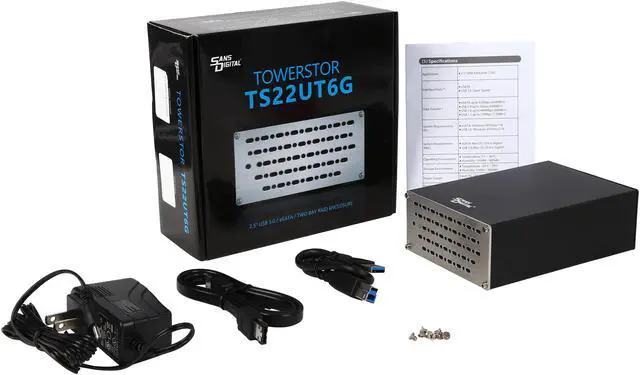 Alt view image 8 of 9 - SANS DIGITAL TowerSTOR ST-SAN-TS22UT6G 2 Bay 2.5" SATA to USB 3.0 / eSATA RAID 0/1 Storage