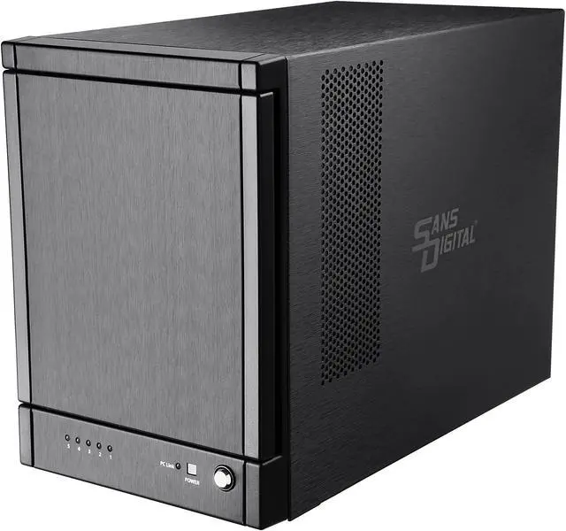 Main image of SANS DIGITAL TowerRAID TR5M6GNC JBOD, RAID available via eSATA RAID card (not inlcuded) 5 x Hot-Swappable 3.5" Drive Bays eSATA 6Gbps (via Port Multiplier) 5 Bay eSATA 6G Port Multiplier JBOD Tower