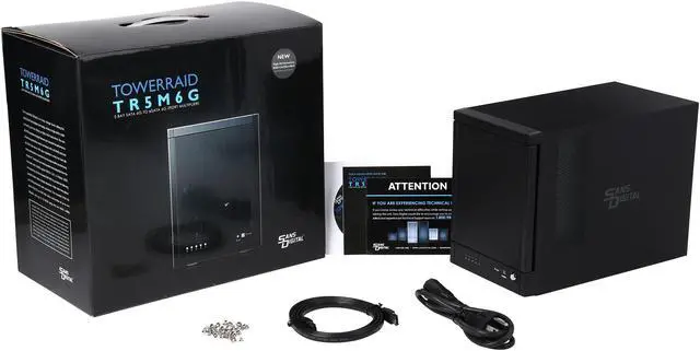 Alt view image 8 of 8 - SANS DIGITAL TowerRAID TR5M6GNC JBOD, RAID available via eSATA RAID card (not inlcuded) 5 x Hot-Swappable 3.5" Drive Bays eSATA 6Gbps (via Port Multiplier) 5 Bay eSATA 6G Port Multiplier JBOD Tower