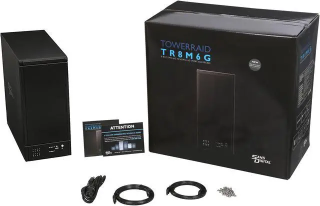 Alt view image 7 of 7 - SANS DIGITAL TowerRAID TR8M6GNC JBOD, RAID available via eSATA RAID card (not inlcuded) 8 x Hot-Swappable 3.5" Drive Bays eSATA 6Gbps (via Port Multiplier) 8 Bay eSATA 6G Port Multiplier JBOD Tower
