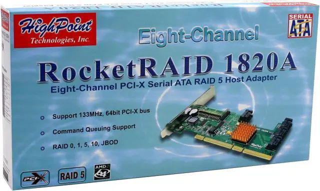 Alt view image 6 of 6 - HighPoint RocketRAID 1820A 64bit, 66/100/133Mhz PCI-X SATA Controller Card