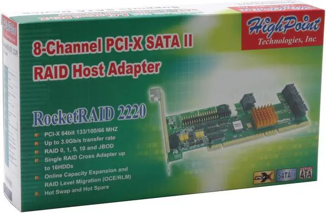Alt view image 7 of 7 - HighPoint RocketRAID 2220 PCI-X SATA II (3.0Gb/s) Controller Card