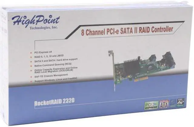 Alt view image 5 of 5 - HighPoint RocketRAID 2320 PCI-Express x4 SATA II (3.0Gb/s) RAID Controller Card