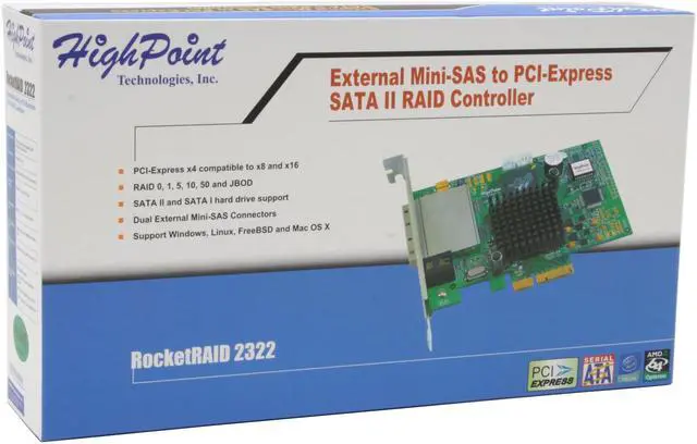 Alt view image 6 of 6 - HighPoint RocketRAID 2322 PCI Express x4 compatible with (x8 and x16) interface SATA II (3.0Gb/s) Controller Card