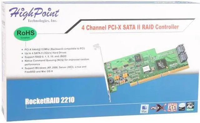 Alt view image 7 of 7 - HighPoint RocketRAID 2210 PCI-X SATA II (3.0Gb/s) Controller Card