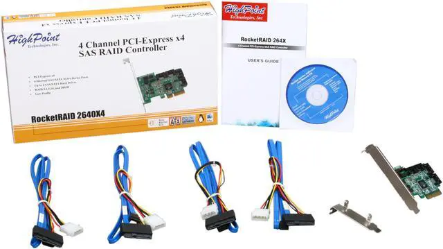 Alt view image 5 of 5 - HighPoint RocketRAID 2640X4 PCI-Express x4 Four-Port SATA and SAS RAID Controller Card