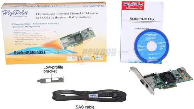 Alt view image 6 of 6 - HighPoint RocketRAID 4321 PCI-Express x8 Low Profile SATA / SAS RAID Controller Card