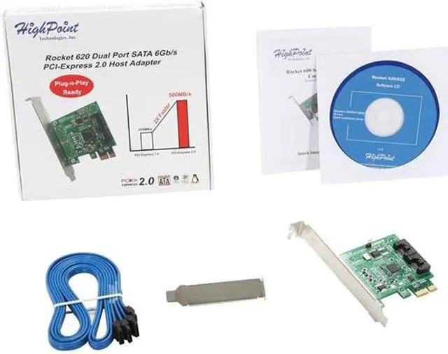 Alt view image 5 of 5 - HighPoint Rocket 620 PCI-Express 2.0 x1 SATA III (6.0Gb/s) Controller Card