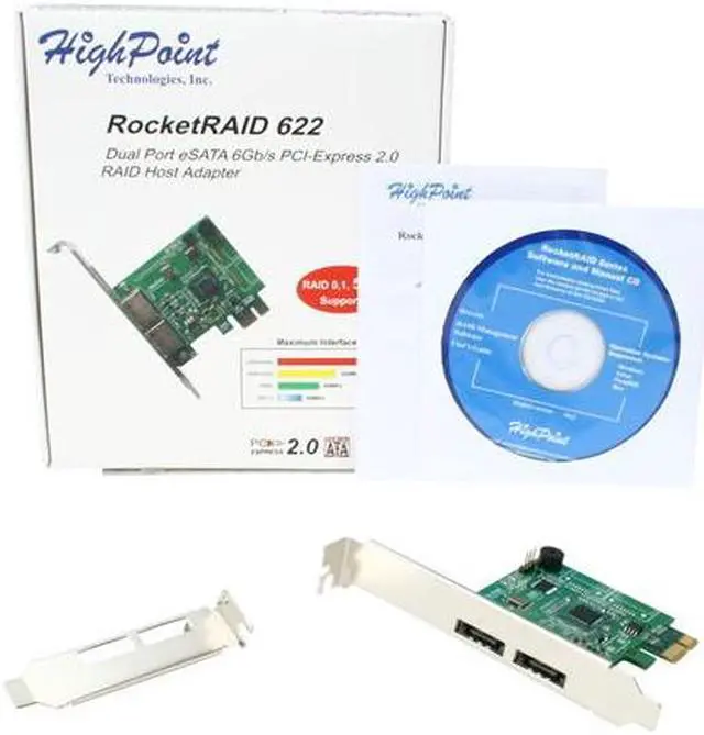 Alt view image 4 of 4 - HighPoint RocketRAID 622 PCI-Express 2.0 x1 SATA III (6.0Gb/s) Controller Card