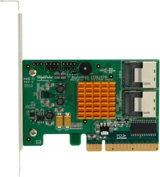 Alt view image 3 of 5 - HighPoint RocketRAID 2720 PCI-Express 2.0 x8 Low Profile SATA / SAS RAID Controller Card