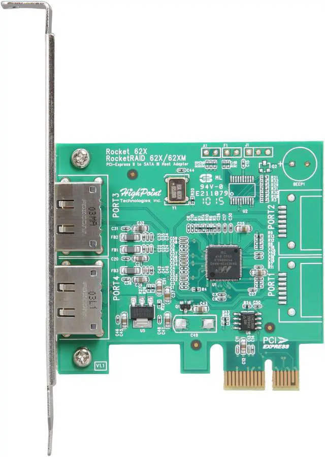 Alt view image 3 of 4 - HighPoint Rocket Dual eSATA 6Gb/s PCI-Express 2.0 x1 SATA III (6.0Gb/s) Controller Card For Mac