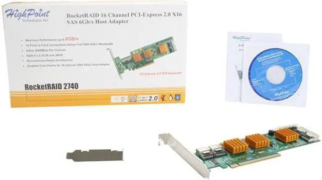 Alt view image 5 of 5 - HighPoint RocketRAID 2740 PCI-Express 2.0 x16 Low Profile SATA / SAS RAID Controller Card