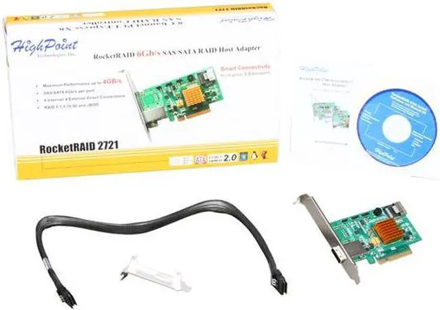 Alt view image 6 of 6 - HighPoint RocketRAID 2721 PCI-Express 2.0 x8 Low Profile SATA / SAS Controller Card
