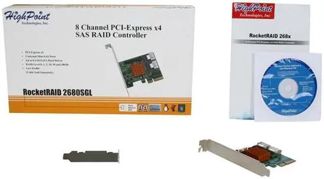 Alt view image 6 of 6 - HighPoint RocketRAID 2680 SGL PCI-Express x4 Low Profile SATA / SAS RAID Controller Card