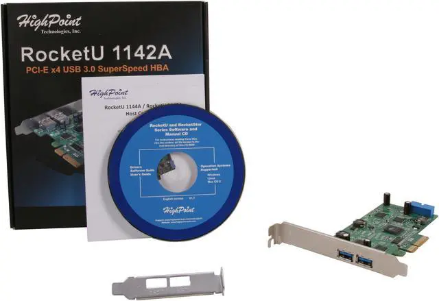 Alt view image 7 of 6 - HighPoint RocketU 1142A PCI-Express 2.0 x4 USB 3.0 SuperSpeed HBA