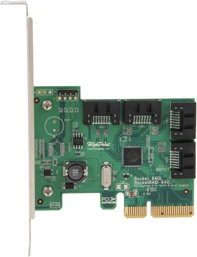 Alt view image 2 of 4 - HighPoint 600 Lite Series Rocket 640L PCI-Express 2.0 x4 Low Profile SATA III (6.0Gb/s) RAID Controller Card