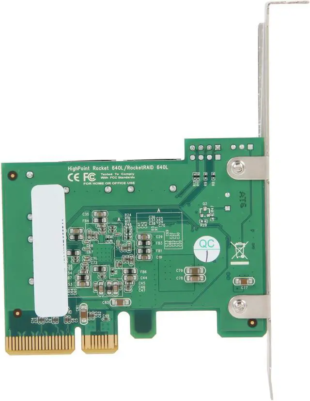 Alt view image 3 of 4 - HighPoint 600 Lite Series Rocket 640L PCI-Express 2.0 x4 Low Profile SATA III (6.0Gb/s) RAID Controller Card