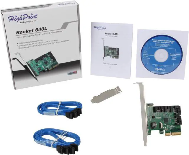 Alt view image 4 of 4 - HighPoint 600 Lite Series Rocket 640L PCI-Express 2.0 x4 Low Profile SATA III (6.0Gb/s) RAID Controller Card