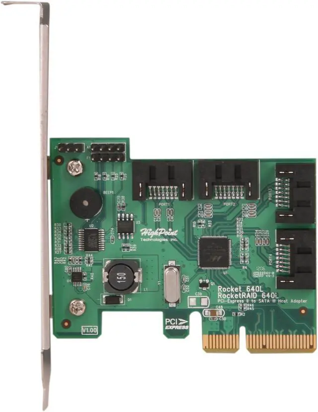 Alt view image 3 of 5 - HighPoint RocketRAID 640L PCI-Express 2.0 x4 Low Profile SATA RAID Controller Card