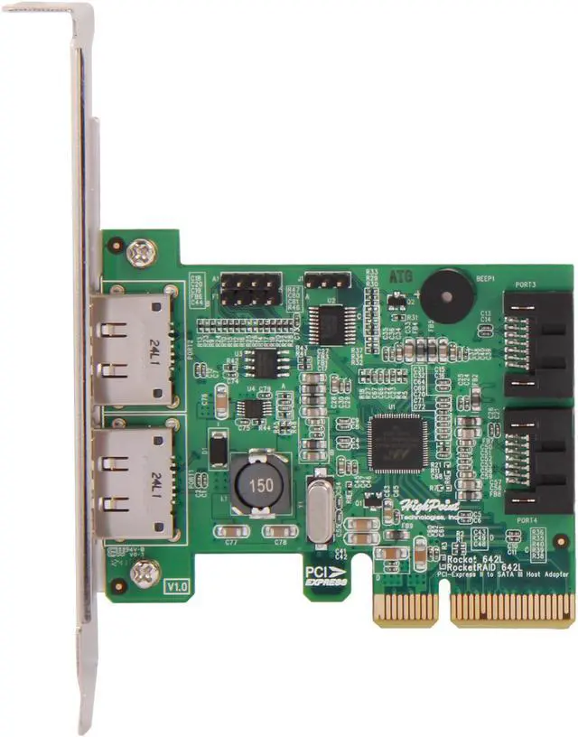 Alt view image 3 of 5 - HighPoint 2nd Generation RocketRAID 600L Series RocketRAID 642L PCI-Express 2.0 x4 Low Profile SATA III (6.0Gb/s) RAID Controller Card