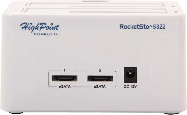 Alt view image 4 of 5 - HighPoint RocketStor 5322 2 3.5" Drive Bays 2 x eSATA 6Gb/s Next Generation Dual-Dedicated 3.5"/2.5" Storage Dock