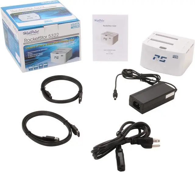 Alt view image 5 of 5 - HighPoint RocketStor 5322 2 3.5" Drive Bays 2 x eSATA 6Gb/s Next Generation Dual-Dedicated 3.5"/2.5" Storage Dock