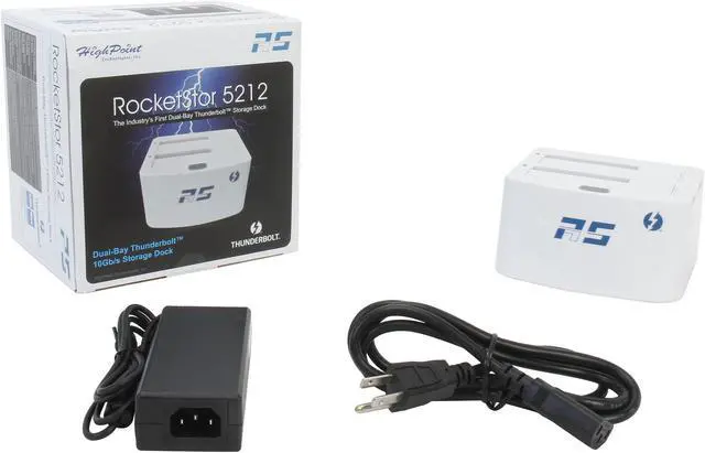 Alt view image 6 of 6 - HighPoint RocketStor 5212 2 3.5" Drive Bays Thunderbolt Dual-Bay Thunderbolt Storage Dock (Mac Pro Support and Windows PC Support)