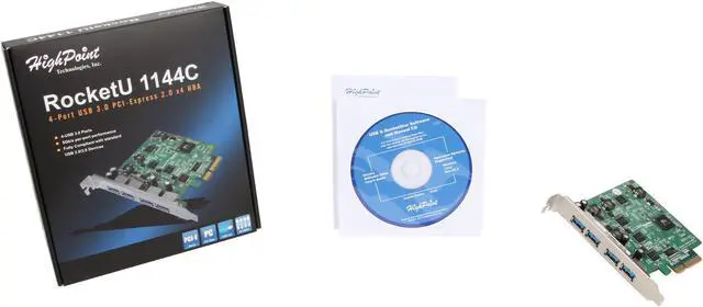 Alt view image 6 of 5 - HighPoint RocketU 1144C 3rd Generation 4-Port USB 3.0 Controller Card, PCI-Express 2.0 x4
