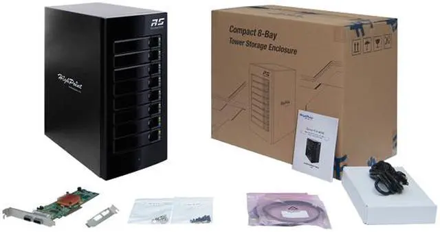 Alt view image 2 of 2 - HighPoint RocketStor 6418AS - 8-Bay 6 Gb/s SAS / SATA Hardware RAID Tower Enclosure