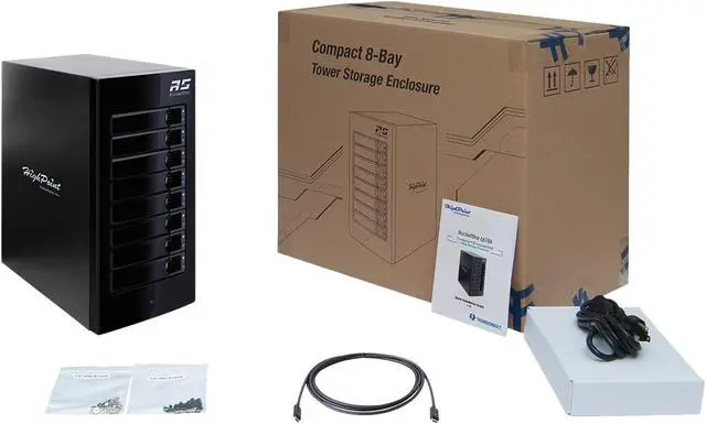 Alt view image 4 of 4 - HighPoint RocketStor 6618A RAID 0, 1, 5, 6, 10, 50, JBOD 8-Bay Thunderbolt 3 40Gb/s Hardware RAID Storage Enclosure