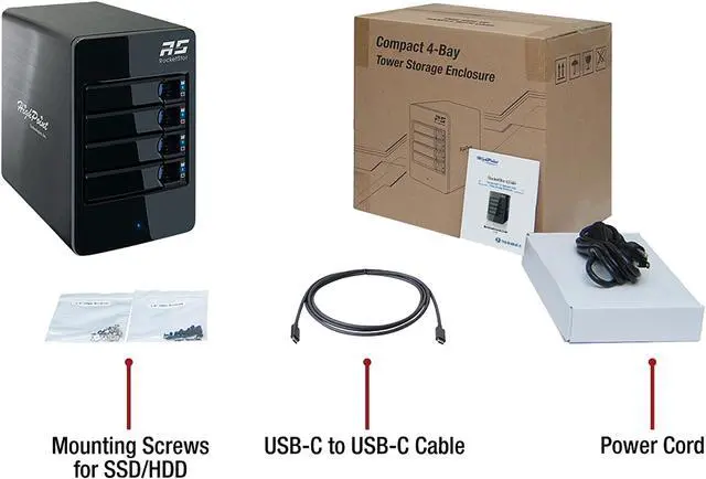 Alt view image 6 of 6 - HighPoint RocketStor 6114V RAID 0, 1, 5, 10, JBOD 4-Bay RAID 5 USB 3.1 Gen 2 Storage Enclosure
