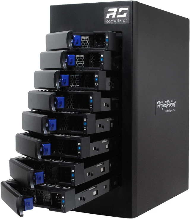 Alt view image 5 of 8 - HighPoint RocketStor RS6628T RAID 0, 1, 5, 6, 10, 50, JBOD Thunderbolt 3 8-Bay 2nd Gen Thunderbolt 3 Turbo RAID Enclosure