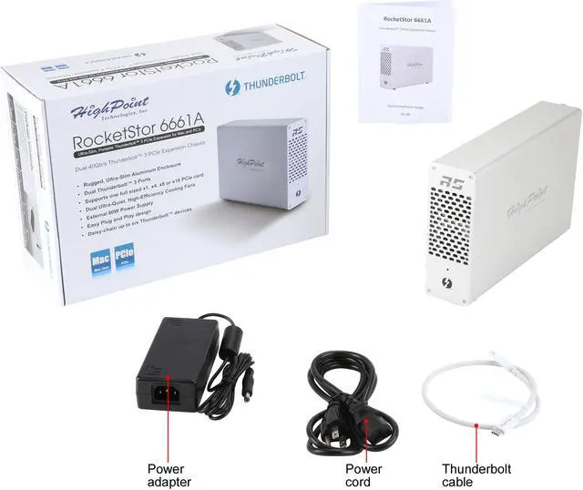 Alt view image 6 of 6 - HighPoint RocketStor RS6661A Thunderbolt 3 to PCIe 3.0 x16 Expansion Chassis