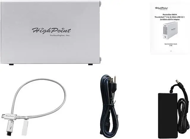Alt view image 5 of 5 - HighPoint RocketStor RS6661A-mSAS1 RAID Support: RAID 0, 1, 5, 10 & JBOD / Non-RAID Mode  
Note: RAID 6 not supported for macOS Thunderbolt 3 to 1 x Mini-SAS Port Adapter (4 x SATA Channels)