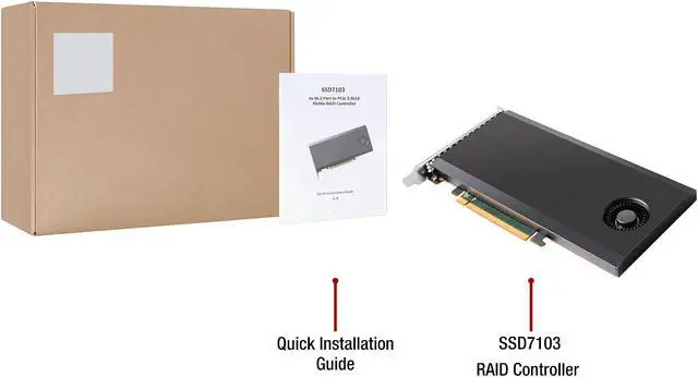 Alt view image 4 of 4 - HighPoint SSD7103 PCI-Express 3.0 x16 2nd Generation Bootable 4 x M.2 NVMe RAID Controller