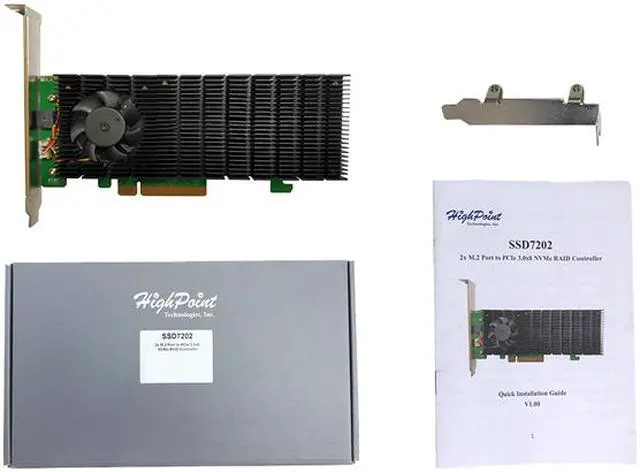 Alt view image 5 of 5 - HighPoint SSD7202 - Low-Profile, Bootable, 2x dedicated M.2 Ports to PCIe 3.0 x8 NVMe RAID Controller