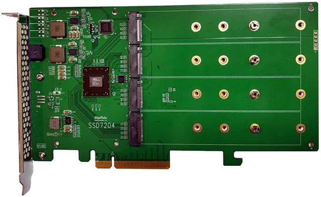 Alt view image 2 of 3 - HighPoint SSD7204 PCI-Express 3.0 x8 4x dedicated M.2 Ports to PCIe 3.0 x8 NVMe RAID Controller