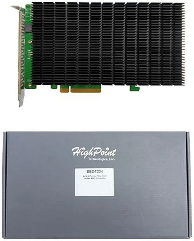 Alt view image 3 of 3 - HighPoint SSD7204 PCI-Express 3.0 x8 4x dedicated M.2 Ports to PCIe 3.0 x8 NVMe RAID Controller