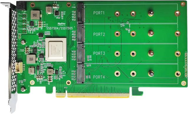 Alt view image 6 of 8 - HighPoint SSD7505 PCIe 4.0 x16 4-Channel M.2 NVMe RAID Controller