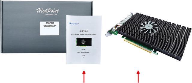 Alt view image 8 of 8 - HighPoint SSD7505 PCIe 4.0 x16 4-Channel M.2 NVMe RAID Controller