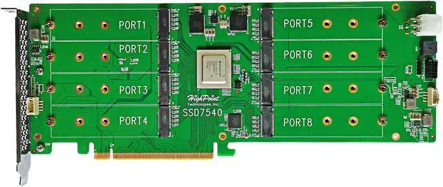 Alt view image 7 of 8 - HighPoint SSD7540 PCI-Express PCIe 4.0 x16 8-Port M.2 NVMe RAID Controller